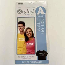 Styled Basics Iron On Letters 1.5 inch White 2 Sheets 42 Pieces Customize