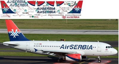 1:144 Decal - Airbus A319 - Air Serbia - AeroDeka #A319 - 02