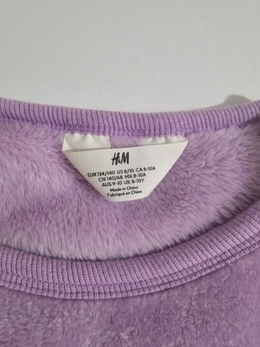 Girl’s H&M Reverse Sequin Unicorn Purple Lilac Velour Sweater Size 8-10years - Picture 7 of 8
