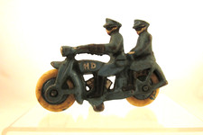 Harley-Davidson Blue Cast Iron Tandem Police Motorcycle Toy Replica