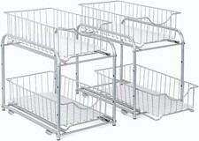 2 Pack Under Sink Organizer Stackable Storage Shelf with Sliding Drawer Basket
