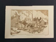 Partee Friedman Etching 1978 Signed ~Winter Set II~ 47/200 Boat Docks LE Print