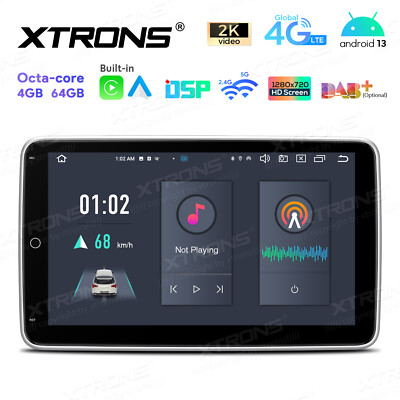 10.1''QLED Single 1-DIN Android 13 64G Car Stereo GPS Radio Sat Navi 4G LTE WiFi