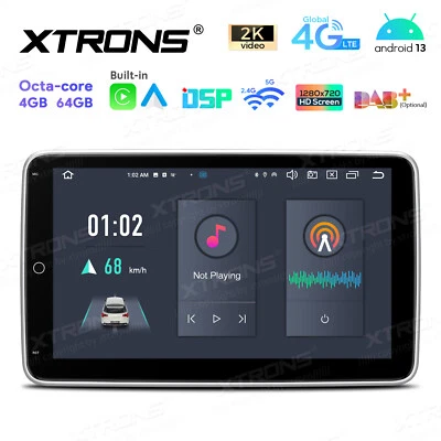 XTRONS 10.1"QLED Single 1-DIN Android 13 64G Car Stereo GPS Radio Sat Navi 4G LTE WiFi
