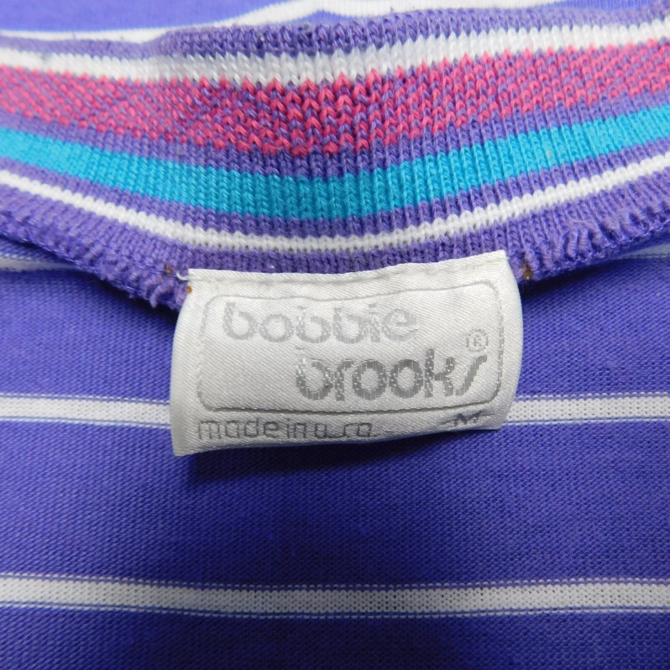 Camiseta a Rayas Manga Corta Borde Abstracto Bobbie Brooks Vintage Años 80 Mediana #9864 Foto 4 de 4