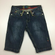 COOGI Australia MultiColor Logo Embroidery Denim Bermuda Shorts Womens sz 7/8 JR