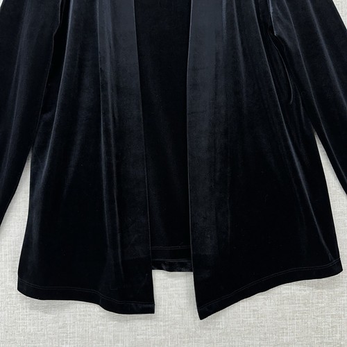 JM Collection Velour Cardigan Built in Tank Top Womens Size M Black Long Sleeve - Picture 3 of 12
