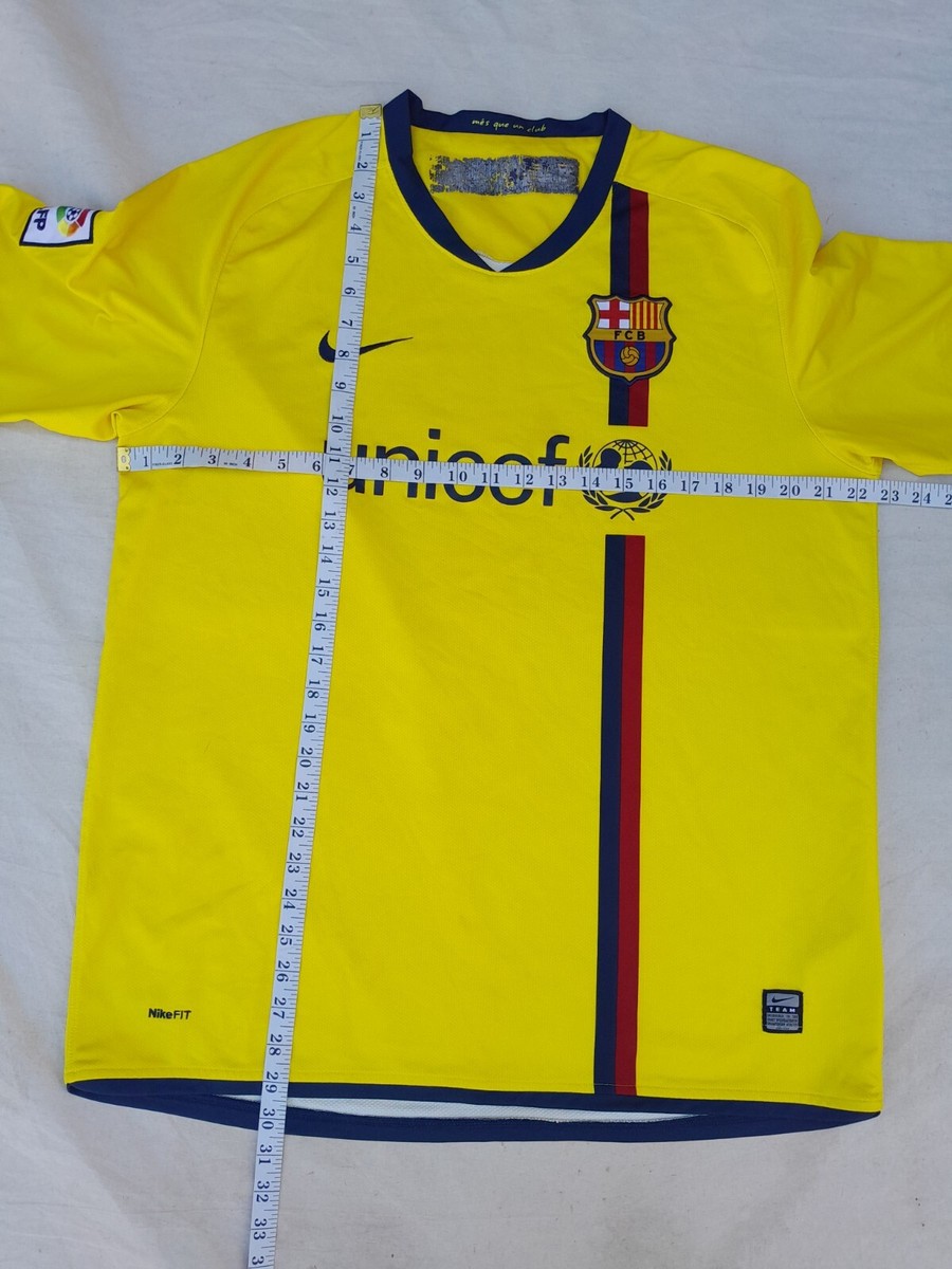 Barcelona CF 2008 09 Away football Shirt Mens Large Yellow