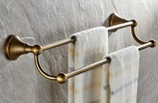 Antique Brass Double Towel Bar Rack Bathroom Wall Mounted Towel Holder aba077
