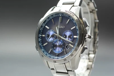 Solar/Radio【Near Mint】SEIKO Brightz 8B92-0AB0 Blue Dial Qz Herrenuhr JAPAN - Bild 1 von 4