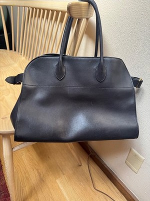The Row Soft Margaux 15 In Black Saddle Leather