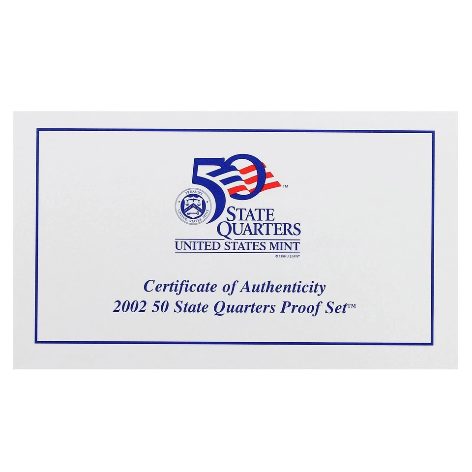 2002 S Proof State Quarter Set Gem DCam Original Box & COA 5 Coins CN-Clad - Image 4 of 4