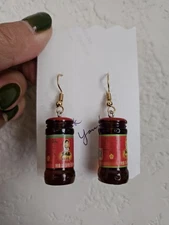 Lao Gan Ma Chili Oil Novelty Earrings Dangle Hand Made 1 Pair
