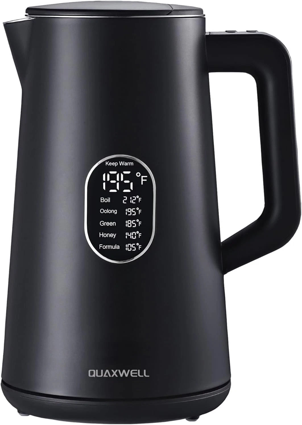 1.5L Electric Kettle Stainless Steel Temp Control LCD Keep Warm Black