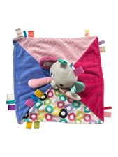 Bright Starts Elephant Lovey Taggie Security Blanket Patchwork