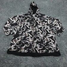 LOGO Lounge Hoodie Womens 3X Black Abstract Print Full Zip Hooded Jacket