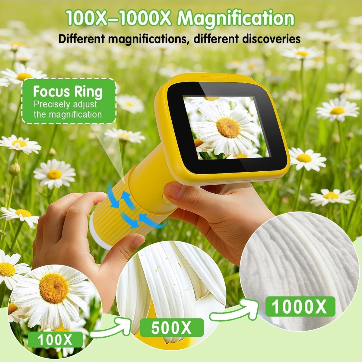 1000X Microscopio para Monedas con Luces, Lupa Digital Portátil para Monedas con 8 Ajustes