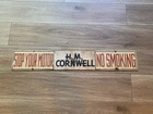 Vintage Double Sided Metal NO SMOKING STOP YOUR MOTOR Sign 3ft Service Station
