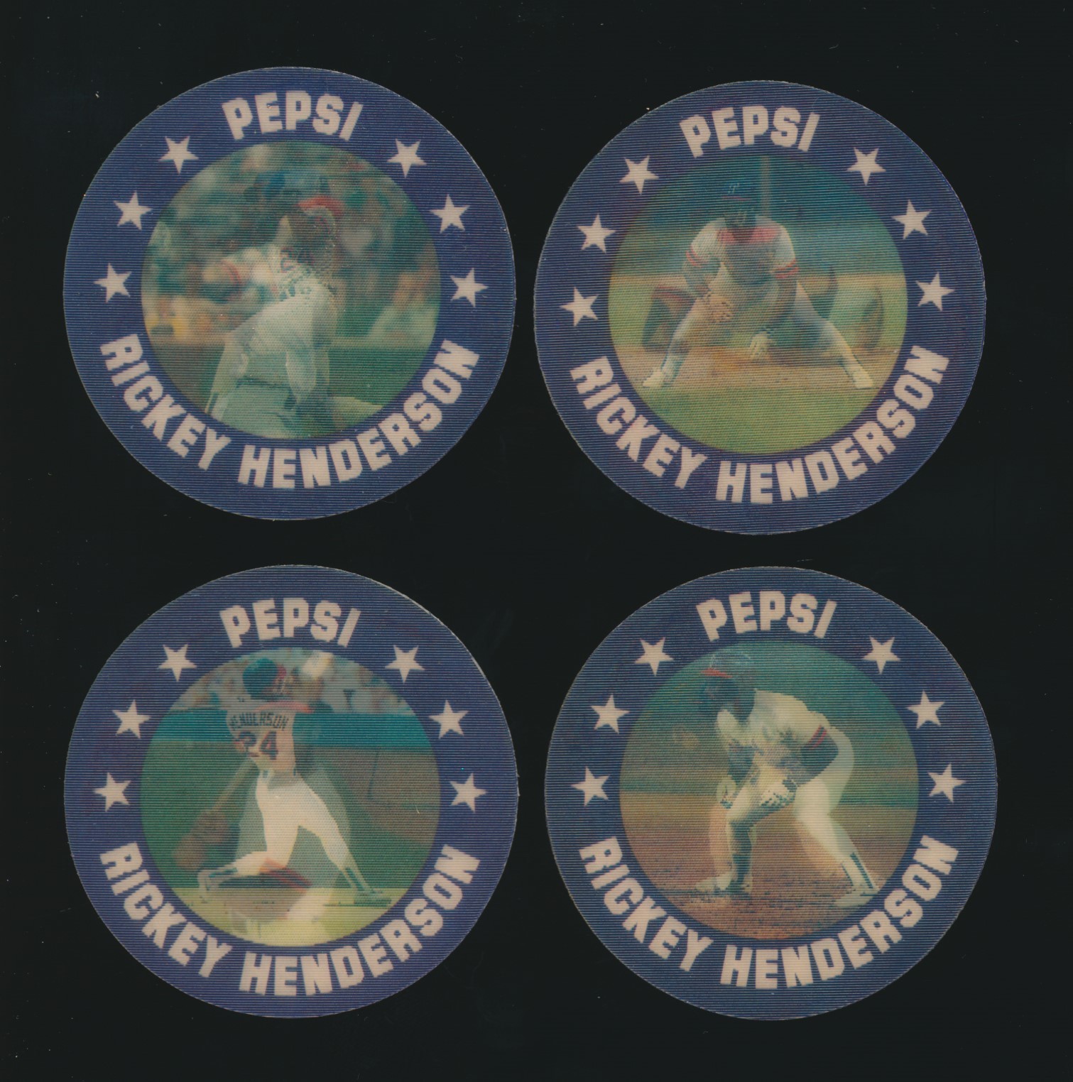 1991 Pepsi Cola RICKEY HENDERSON -Set of (4) Lenticular DISCS