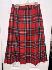 Women's Wool Scottish Kilt Wrap Wool Skirt Red Plaid SZ 6
