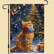 Christmas Cat Garden Flag 12X18 Double Sided - Outdoor Decorative gift for famil