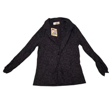 Hybrid & Company Women’s L Brown Lace Blazer Jacket Ruched Sleeves Boho Y2K