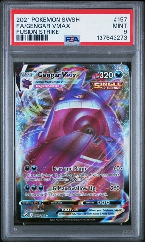 2021 POKEMON SWORD & SHIELD FUSION STRIKE #157 FULL ART/GENGAR VMAX PSA 9