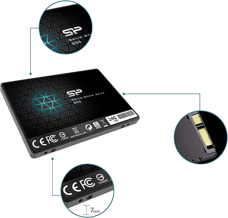 Silicon Power 240GB S55 2.5" 7mm SATA III Internal SSD, TLC Read up to: 520MB/s, - Image 3 of 4