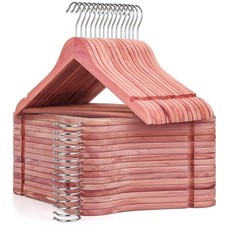 30 Pack Natural Cedar Wood Hangers Clothes Closet Suit Smooth Notches 360 Hook P
