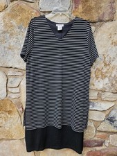 Talbots Black & White Striped Short Sleeve Dress Size Large 12/14