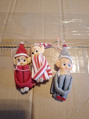 3 Vintage Knee Hugger Christmas Elf Pixie 