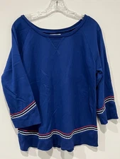 Lucky Lotus Lucky Brand Women's Embroidered Pullover Sweatshirt Blue Size Large