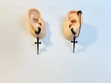 Men's Sword Dagger Black Stainless Steel Ear Cuff Earrings Jewelry Guy Hoops 