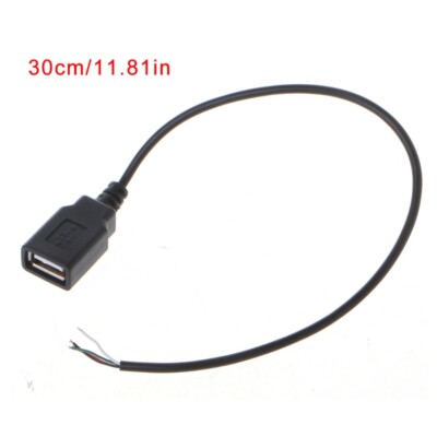 USB 2.0 Type A Female Jack 4-Wire Data Charge Power Pigtail Cable Connector DIY
