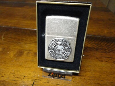 CAMEL ANTIQUE SILVER PLATE 85TH ANNIVERSARY ZIPPO LIGHTER MINT IN BOX 1997