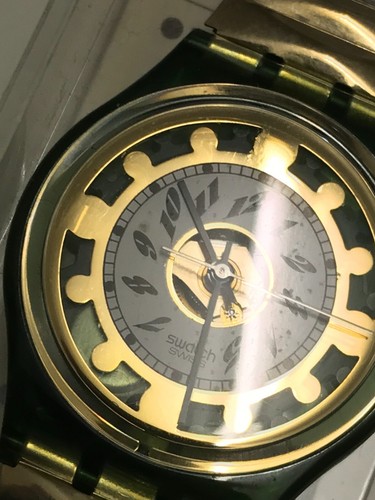 Wristwatch SWATCH Gent GREEN SHINE (GG131)-almost NEW-Green/Gold-Flex LARGE - 第 5/7 張圖片