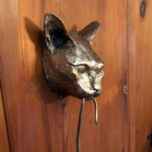 Cat and Mouse Door Knocker or Wall Resin Ornaments Rusty Brown Cast Iron - Picture 11 of 12