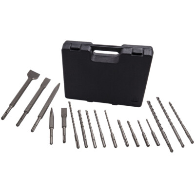 17PCS Rotary Hammer Drill Bits Chisel Kit for SDS Plus Drilling Concrete Brick