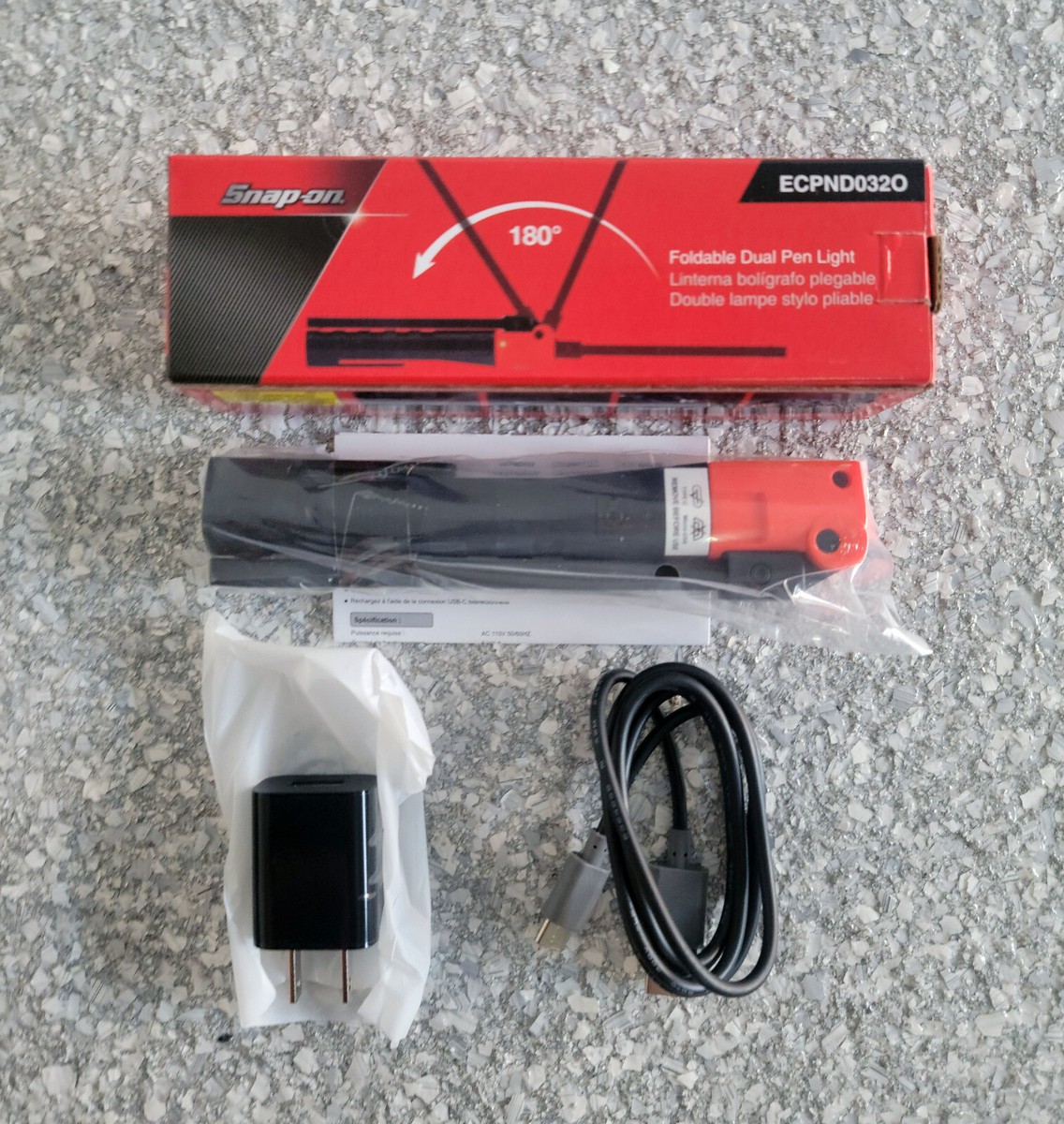 SNAP ON COMPACT 180° FOLDING DUAL PEN LIGHT ECPND032 RECHARGEABLE