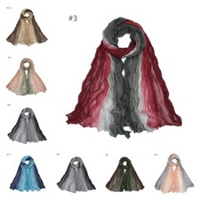 Viscose Gradient Headscarf Long Hijab Shawls Neck Head Wrap Crinkled Scarves New