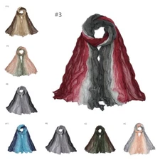Viscose Gradient Headscarf Long Hijab Shawls Neck Head Wrap Crinkled Scarves New
