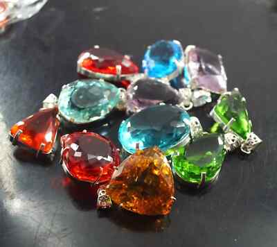 1000 Ct+ Certified Natural Mix Color Topaz 925 Solid Silver Pendant Lot Gemstone