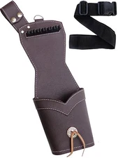 MILD BROWN LEATHER SIDE/HIP LEFT HAND QUIVER WITH  BELT ARCHERY PRODUCTS AQ-171