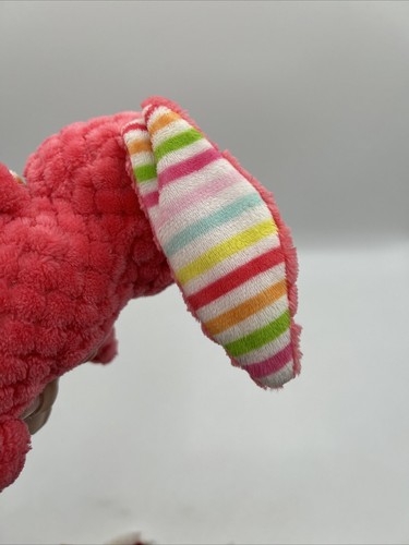 Peluche KellyToy coniglietto coniglio rosa diamante strisce con fiocco cravatta 8" 2016 - Foto 8 di 21