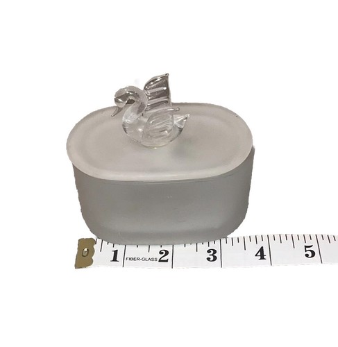 VTG VINTAGE LE Smith LALIQUE? Frosted Crystal Trinket Swan Powder Jar Rare See - 第 1/6 張圖片