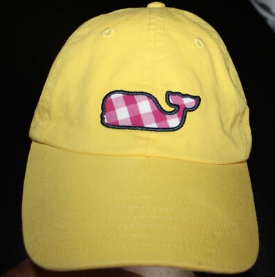 Women Vineyard Vines Whale Strapback Adjustable Hat Yellow