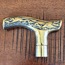 Vintage Brass Derby Head Cane Handle Walking Stick