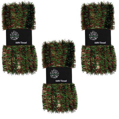 Weihnachtsbaum 3 Packungen 50 Fuß x 3 cm Lametta TOP PREIS - rot und grün