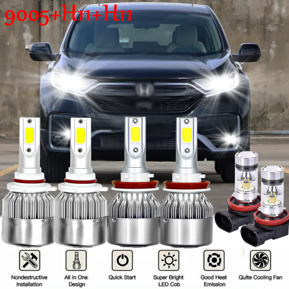 For Honda CR-V CRV 2015-2020 6000K LED Headlight Hi Low Beam Fog Lights Bulb Kit