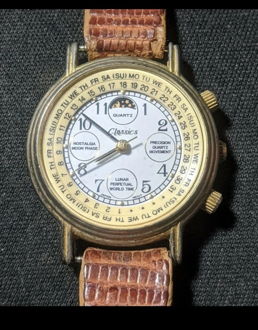 Rare CLASSICS Watch. MoonPhase. Rotating Inner Bezels!. Lunar Time. Tested  & Wrx | eBay